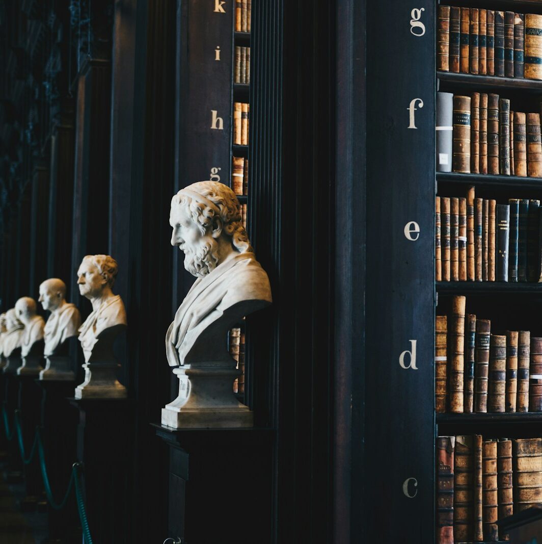 book lot on black wooden shelf